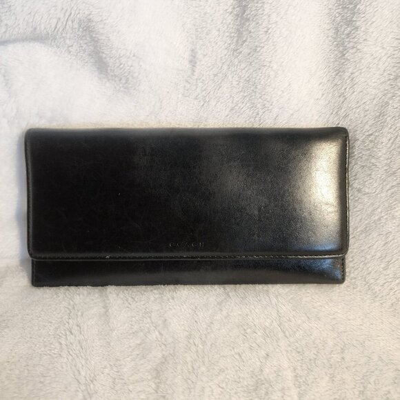 Black Vintage COACH Long Wallet - Picture 1 of 5